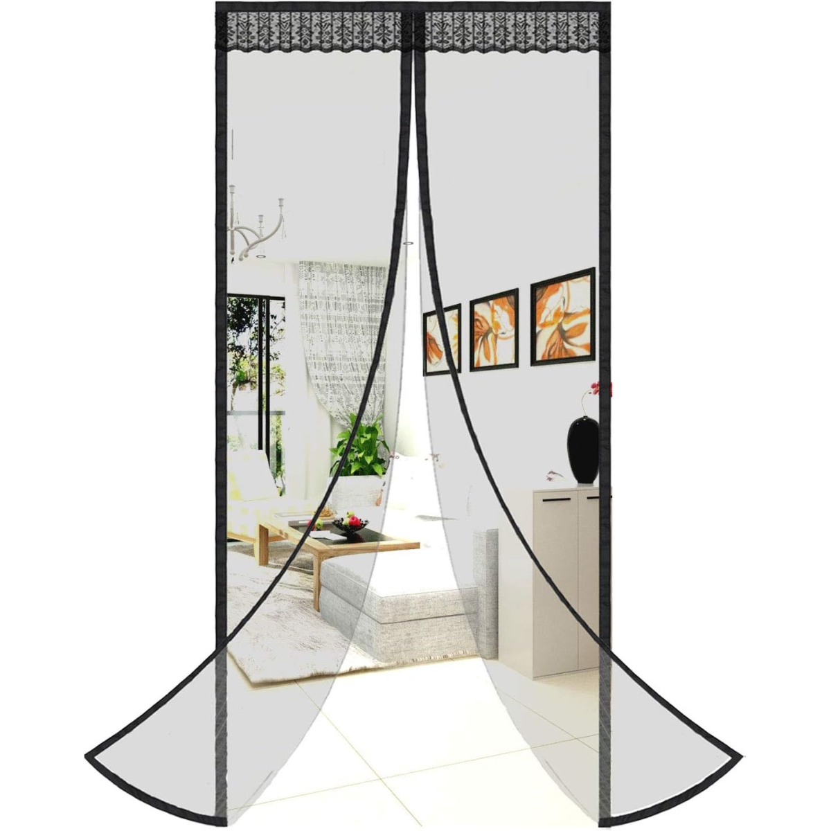 Cortina mosquitera magnética 100×210 cm instalada en una puerta