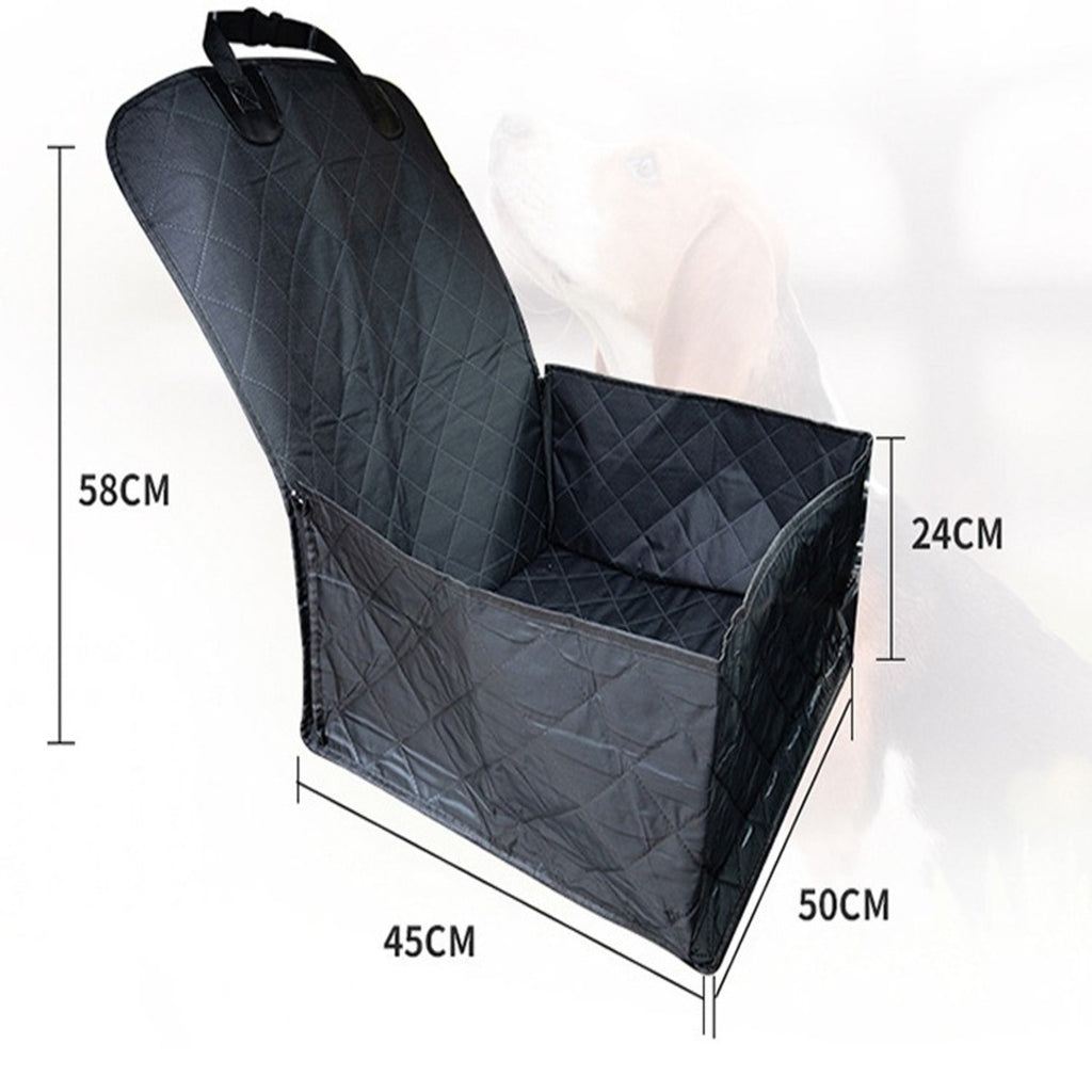 Medidas del asiento para perro: 45 cm de ancho, 50 cm de profundidad, paredes de 24 cm y respaldo de 58 cm